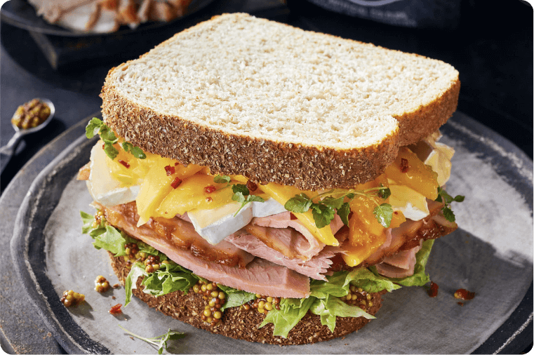 Ham, Brie & Spiced Mango Sandwich